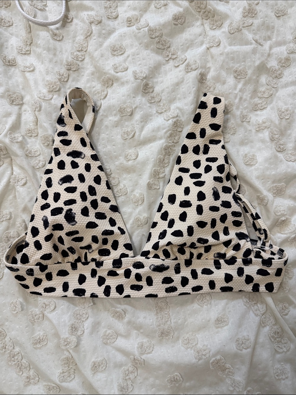 Aerie pique spotted Neutral Dalmatian Spot Triangle Bikini Top small